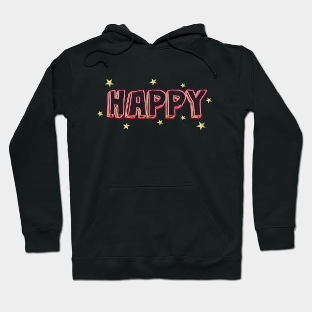 Happy neon and stars Hoodie by Juliana Costa